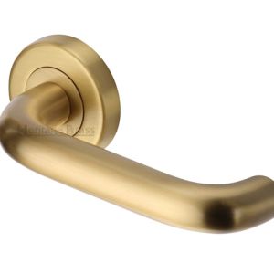 Heritage Brass Harmony Satin Brass Door Handles On Round Rose (sold in pairs)