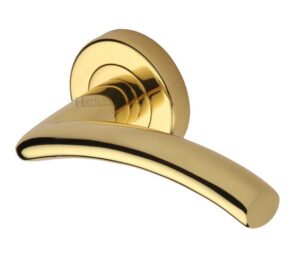 Heritage Brass Centaur Polished Brass Door Handles On Round Rose   (sold in pairs)