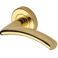 Heritage Brass Centaur Polished Brass Door Handles On Round Rose  (sold in pairs)
