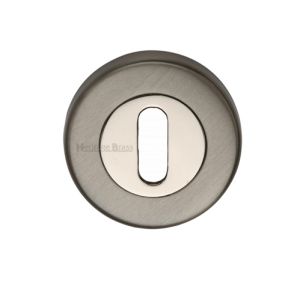 Heritage Brass Standard Key Escutcheon, Mercury Finish Satin Nickel With Polished Nickel