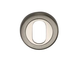 Heritage Brass Oval Profile Key Escutcheon Mercury Finish, Satin Nickel With Polished Nickel -