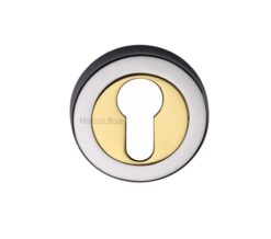 Heritage Brass Euro Profile Key Escutcheon, Dual Finish Polished Chrome With Polished Brass -