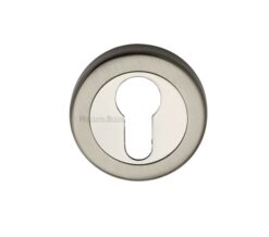 Heritage Brass Euro Profile Key Escutcheon, Mercury Finish Satin Nickel With Polished Nickel -