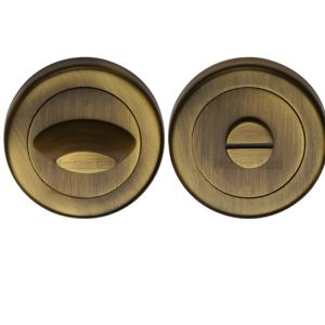 Heritage Brass Contemporary Round 53mm Diameter Turn & Release, Antique Brass