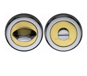 Heritage Brass Contemporary Round 53mm Diameter Turn & Release, Dual Finish Polished Chrome & Polished Brass -