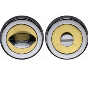 Heritage Brass Contemporary Round 53mm Diameter Turn & Release, Dual Finish Polished Chrome & Polished Brass