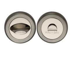 Heritage Brass Contemporary Round 53mm Diameter Turn & Release, Mercury Finish Satin Nickel & Polished Nickel