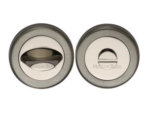 Heritage Brass Contemporary Round 53mm Diameter Turn & Release, Mercury Finish Satin Nickel & Polished Nickel