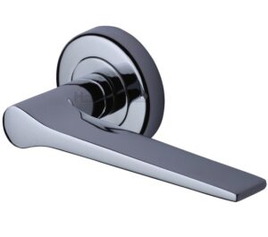Heritage Brass Gio Polished Chrome Door Handles On Round Rose (sold in pairs)