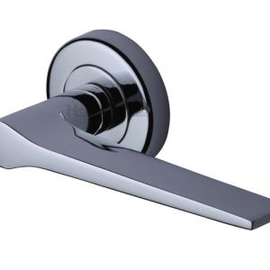 Heritage Brass Gio Polished Chrome Door Handles On Round Rose  (sold in pairs)