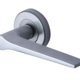 Heritage Brass Gio Satin Chrome Door Handles On Round Rose  (sold in pairs)