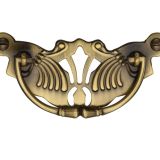 Heritage Brass Cabinet Pull On Ornate Backplate, Antique Brass