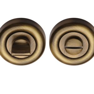 Heritage Brass Round 53mm Diameter Turn & Release, Antique Brass –