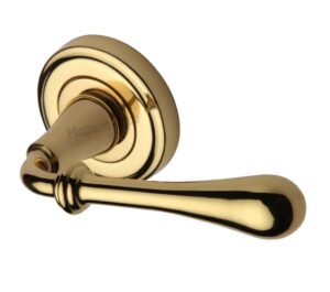 Heritage Brass Roma Polished Brass Door Handles On Round Rose   (sold in pairs)
