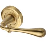 Heritage Brass Roma Satin Brass Door Handles On Round Rose  (sold in pairs)