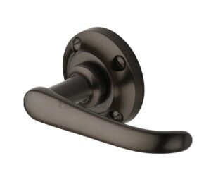 Heritage Brass Windsor Door Handles On Round Rose, Matt Bronze  (sold in pairs)