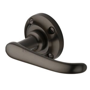 Heritage Brass Windsor Door Handles On Round Rose, Matt Bronze  (sold in pairs)