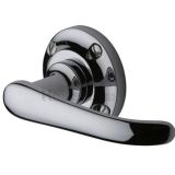 Heritage Brass Windsor Door Handles On Round Rose, Polished Chrome - (sold in pairs)