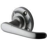 Heritage Brass Windsor Door Handles On Round Rose, Satin Chrome  (sold in pairs)