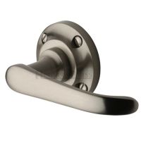 Heritage Brass Windsor Door Handles On Round Rose, Satin Nickel   (sold in pairs)
