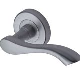 Heritage Brass Algarve Satin Chrome Door Handles On Round Rose   (sold in pairs)