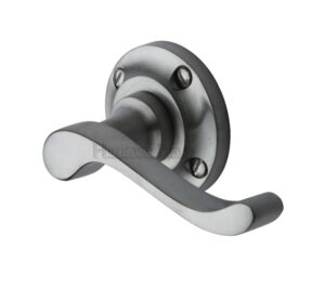 Heritage Brass Bedford Satin Chrome Door Handles On Round Rose  (sold in pairs)