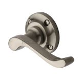 Heritage Brass Bedford Satin Nickel Door Handles On Round Rose (sold in pairs)