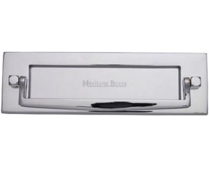 Heritage Brass Postal Knocker Letter Plate (254mm x 79mm), Polished Chrome