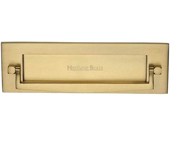 Heritage Brass Postal Knocker Letter Plate (254mm x 79mm), Satin Brass