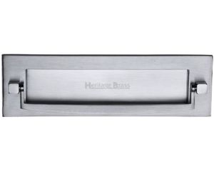 Heritage Brass Postal Knocker Letter Plate (254mm x 79mm), Satin Chrome