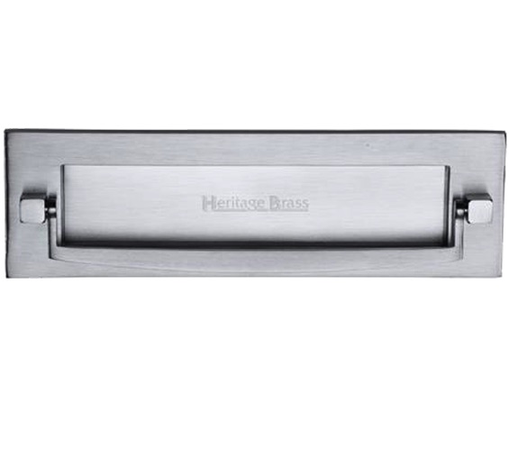 Heritage Brass Postal Knocker Letter Plate (254mm x 79mm), Satin Chrome