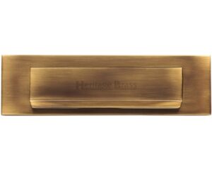 Heritage Brass Gravity Flap Letter Plate (280mm x 80mm), Antique Brass