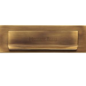 Heritage Brass Gravity Flap Letter Plate (280mm x 80mm), Antique Brass