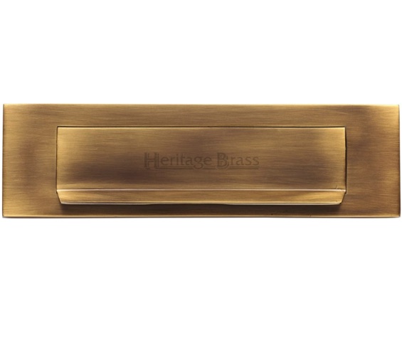 Heritage Brass Gravity Flap Letter Plate (280mm x 80mm), Antique Brass