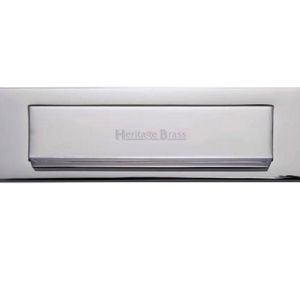 Heritage Brass Gravity Flap Letter Plate (280mm x 80mm), Polished Chrome
