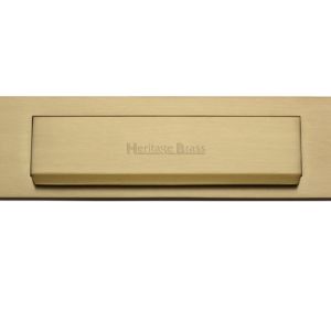 Heritage Brass Gravity Flap Letter Plate (280mm x 80mm), Satin Brass