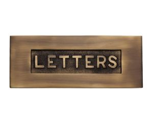 Heritage Brass Letters Embossed Letter Plate (254mm x 101mm), Antique Brass