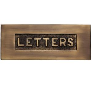 Heritage Brass Letters Embossed Letter Plate (254mm x 101mm), Antique Brass