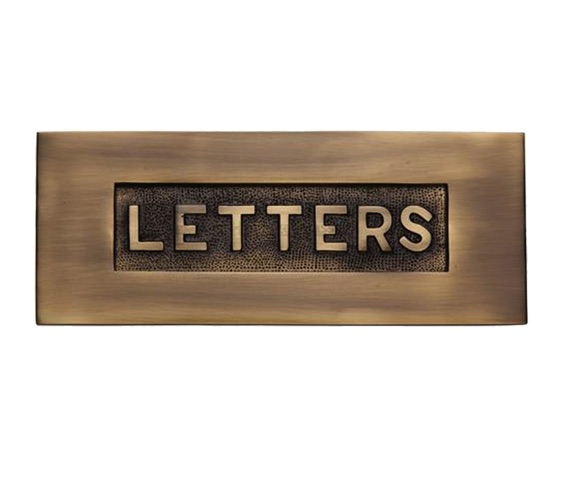 Heritage Brass Letters Embossed Letter Plate (254mm x 101mm), Antique Brass