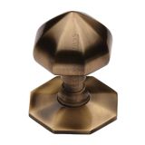 Heritage Brass Faceted Centre Door Knob, Antique Brass