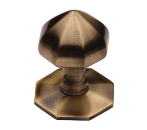 Heritage Brass Faceted Centre Door Knob, Antique Brass