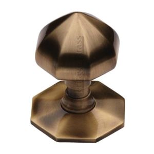Heritage Brass Faceted Centre Door Knob, Antique Brass