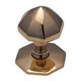 Heritage Brass Faceted Centre Door Knob, Polished Brass