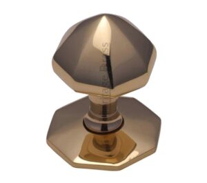 Heritage Brass Faceted Centre Door Knob, Polished Brass
