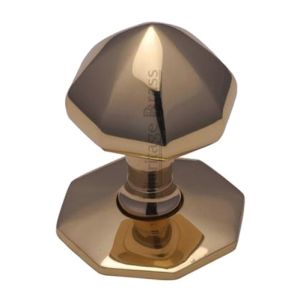 Heritage Brass Faceted Centre Door Knob, Polished Brass