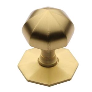 Heritage Brass Faceted Centre Door Knob, Satin Brass