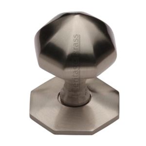 Heritage Brass Faceted Centre Door Knob, Satin Nickel