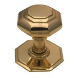 Heritage Brass Octagonal Tiered Centre Door Knob, Polished Brass