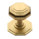 Heritage Brass Octagonal Tiered Centre Door Knob, Satin Brass