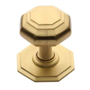 Heritage Brass Octagonal Tiered Centre Door Knob, Satin Brass